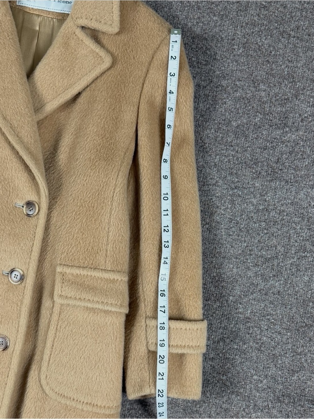 Vintage Evan Picone Tan Camel Double Breasted Wool Coat Women’s Medium Overcoat - Picture 7 of 11